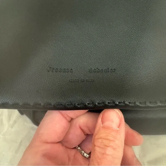 NWT PROENZA SCHOULER Black Leather Drawstring Tote Bag With Detachable Zip Pouch - Picture 13 of 16